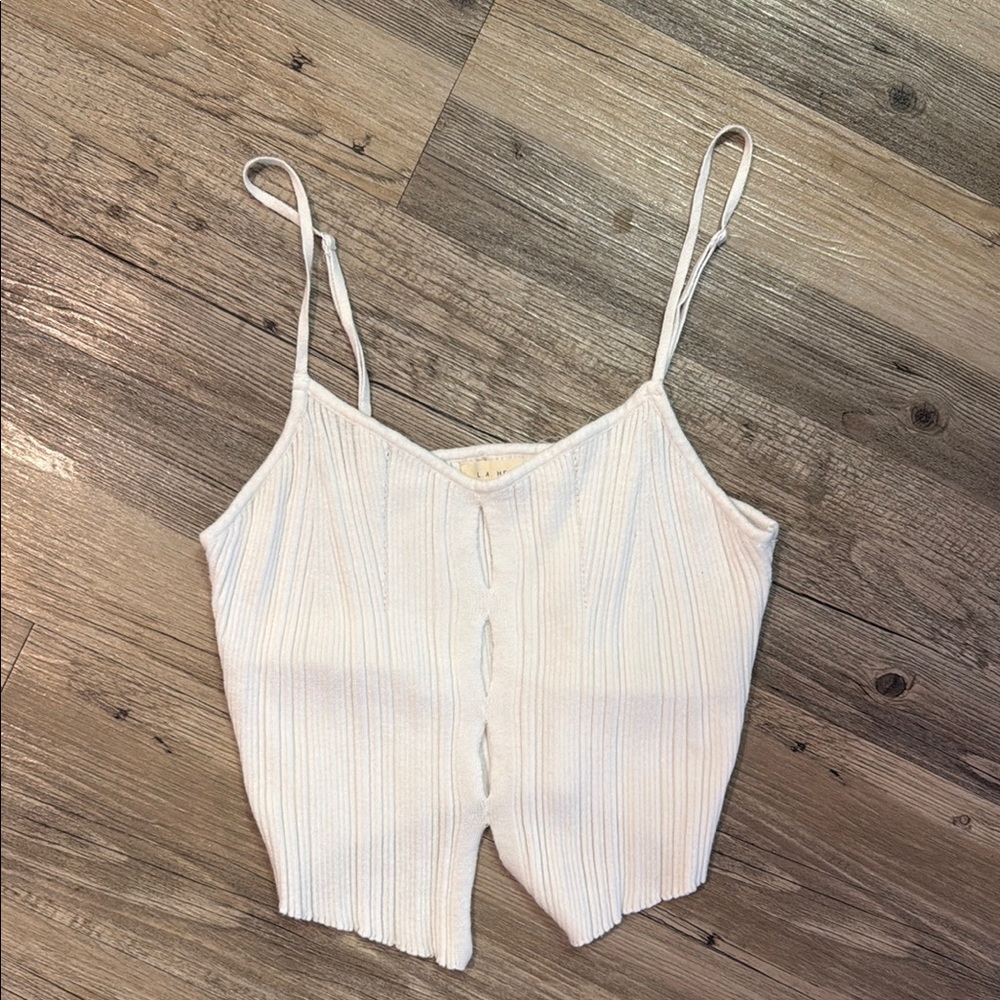 La Hearts Cream Ribbed Camisole